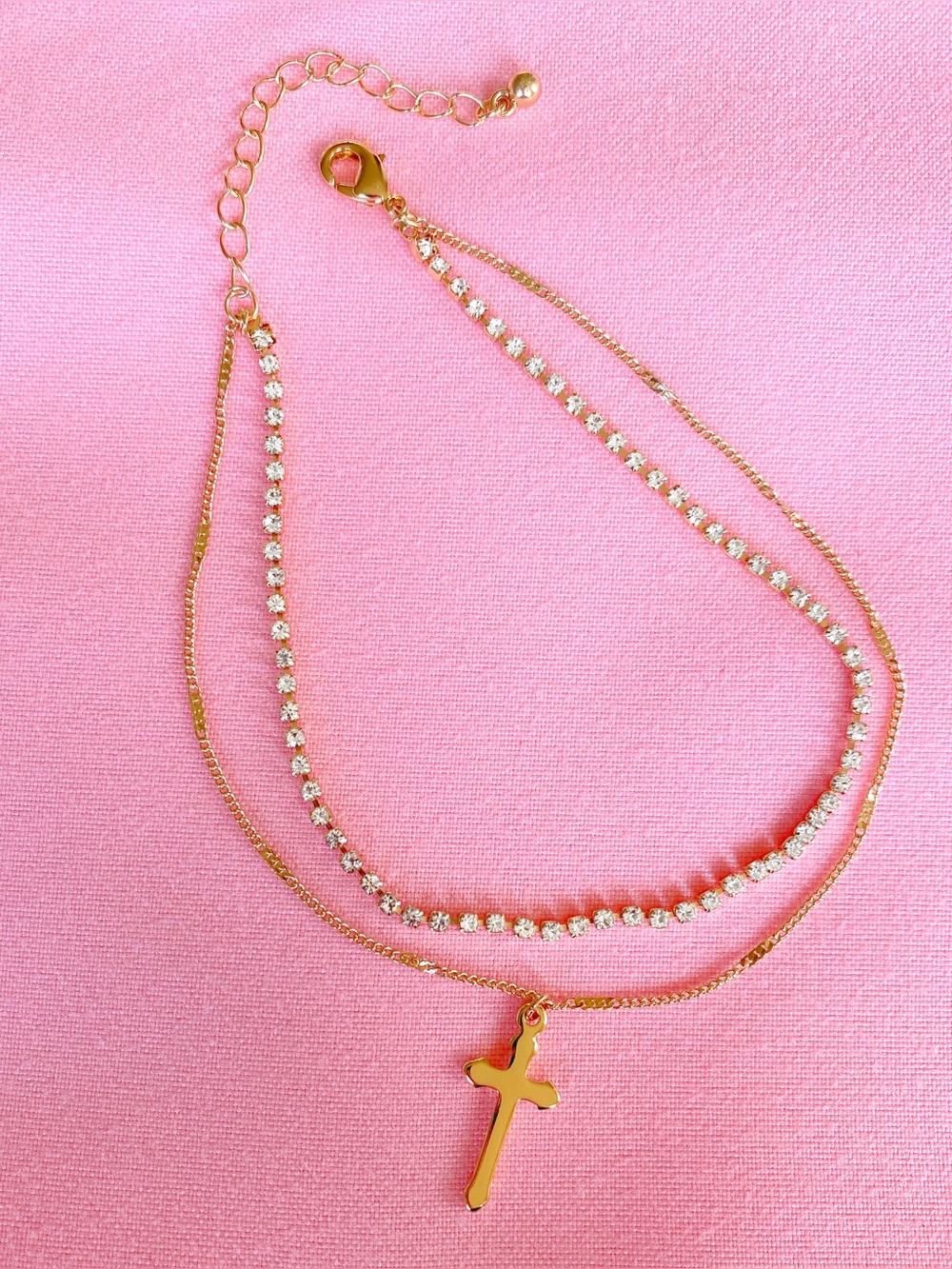 Vida Kush Gold Cross Anklet Necklace Bracelet Crystal Stone Chain Jewelry Rosary